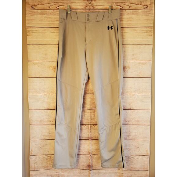 Under Armour Baseball Pants Large Mens Gray with Black stripe Loose Fit Size L - Picture 1 of 6